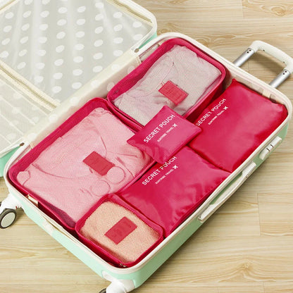 6-piece/set Travel Storage Bag Portable Large Capacity Waterproof Luggage Compartment Clothing Underwear Storage Bag with Zipper