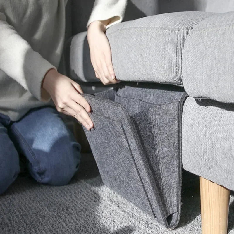 Multi-Pocket Felt Hanging Storage Bag Organizer for CDs, Magazines, Stationery & Phones – Dorm, Bed, Sofa or Car Use