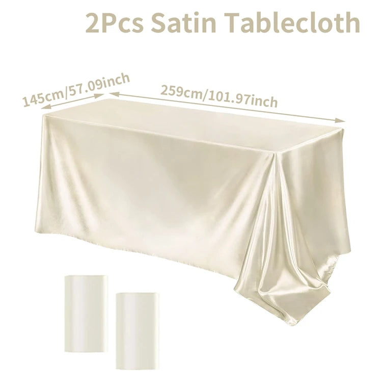 Rectangle Tablecloth Satin Table Cloth Bright Smooth White Pink Solid Color Table Cover Wedding Party Supplies Table Decors