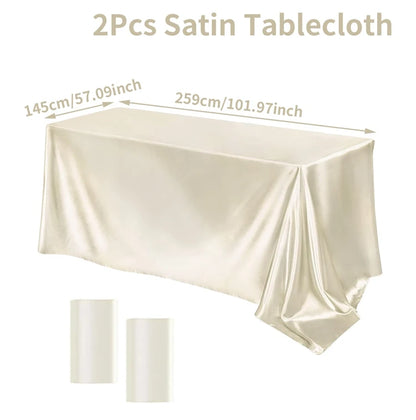 Rectangle Tablecloth Satin Table Cloth Bright Smooth White Pink Solid Color Table Cover Wedding Party Supplies Table Decors