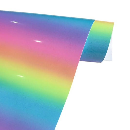Permanent Adhesive Vinyl Sheet 12"x10"/19"/39" Glossy Rainbow Leopard Pattern Film for Home Decor Crafts Contact Paper Car Decal