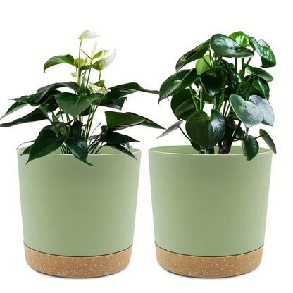 2 Pack, Planters for Indoor Plants with Drainage Holes and Removable Base,Saucer Modern Decorative for Outdoor Garden Planters