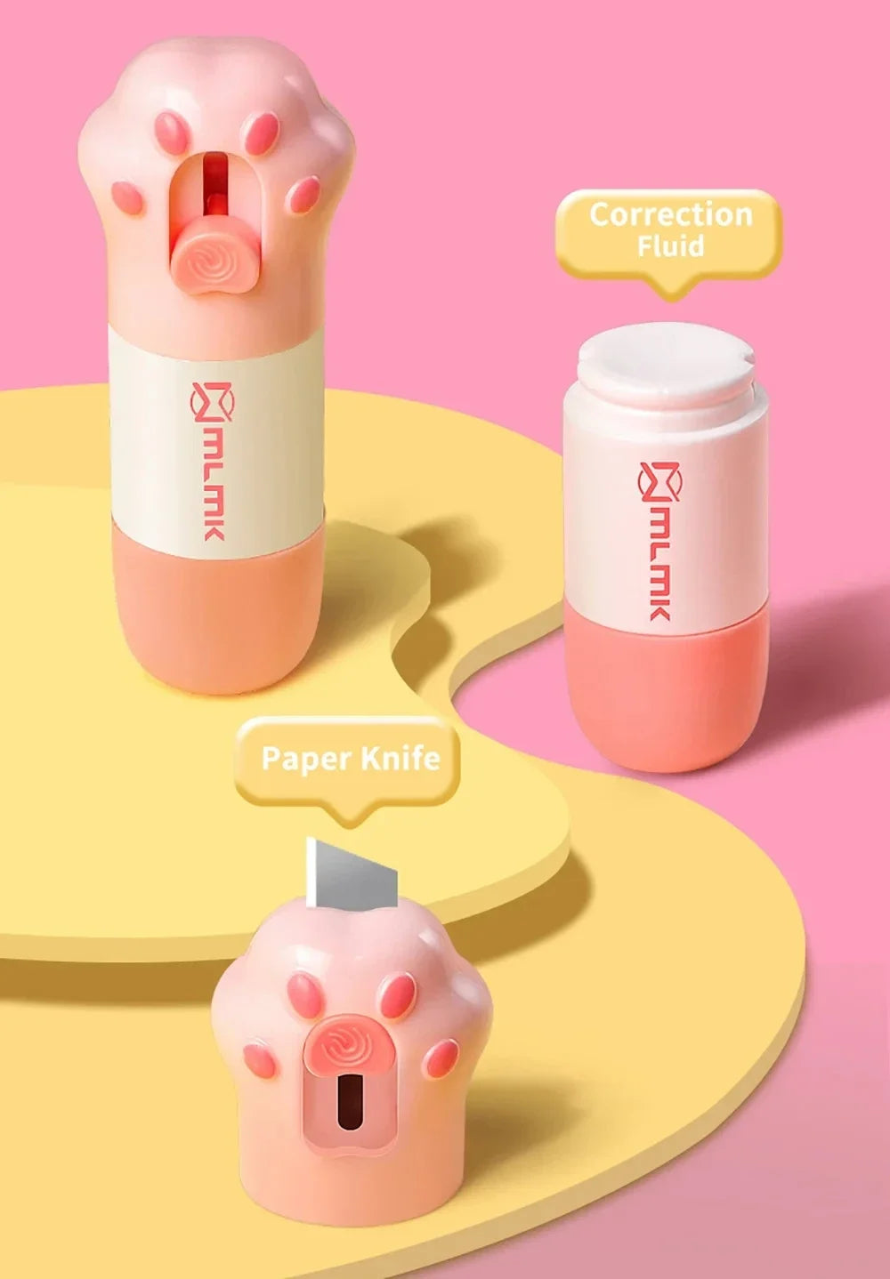 Cat Paw Thermal Paper Correction Fluid with Knife Parcel Box Opener Home Anti Peep Identity Information Privacy Protector Eraser