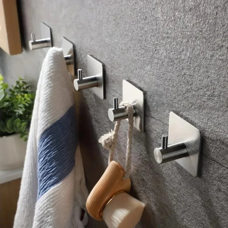 Adhesive Heavy Duty Wall Hook Waterproof Stainless Steel, Mounting - Bathroom and Bedroom