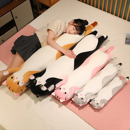 Cute Cat Plush Body Pillows Cartoon Long Strip Stuffed Throw Pillow Sofa Bedroom Back Cushion Home Decoration Exquisite Gifts