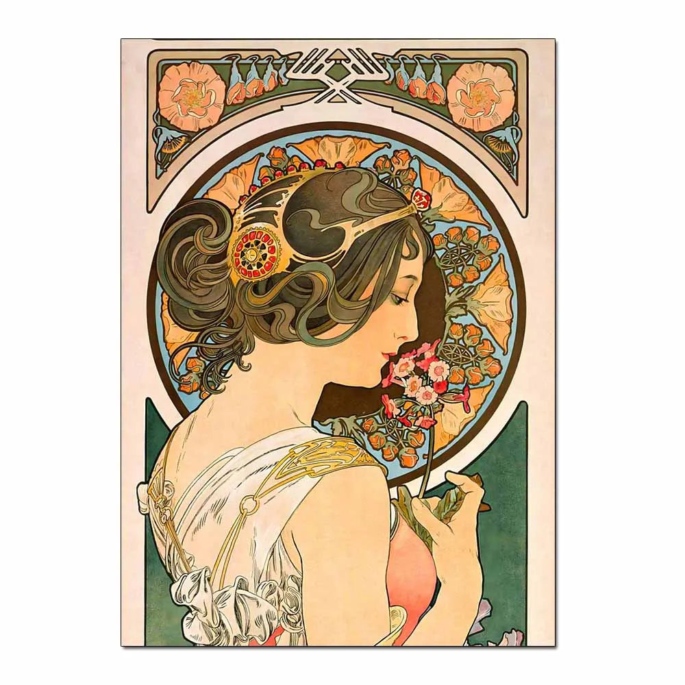 Art Nouveau Retro Poster Abstract Wallpaper Print Canvas Painting Wall Art Picture for Living Room Home Decor Aesthetic Mural
