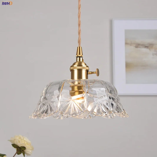 IWHD Clear Glass LED Pendant Lights Dining Living Room Cafe Brass Nordic Modern Simple Home Decor Hanging Lamp Lamparas Colgante