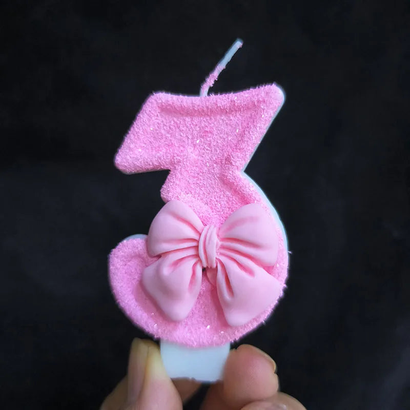 Creative Digital 0-9 Number Birthday Cake Candles New Girls Pink Bow Household Home Decor Ornaments Cakes Decorations Candle
