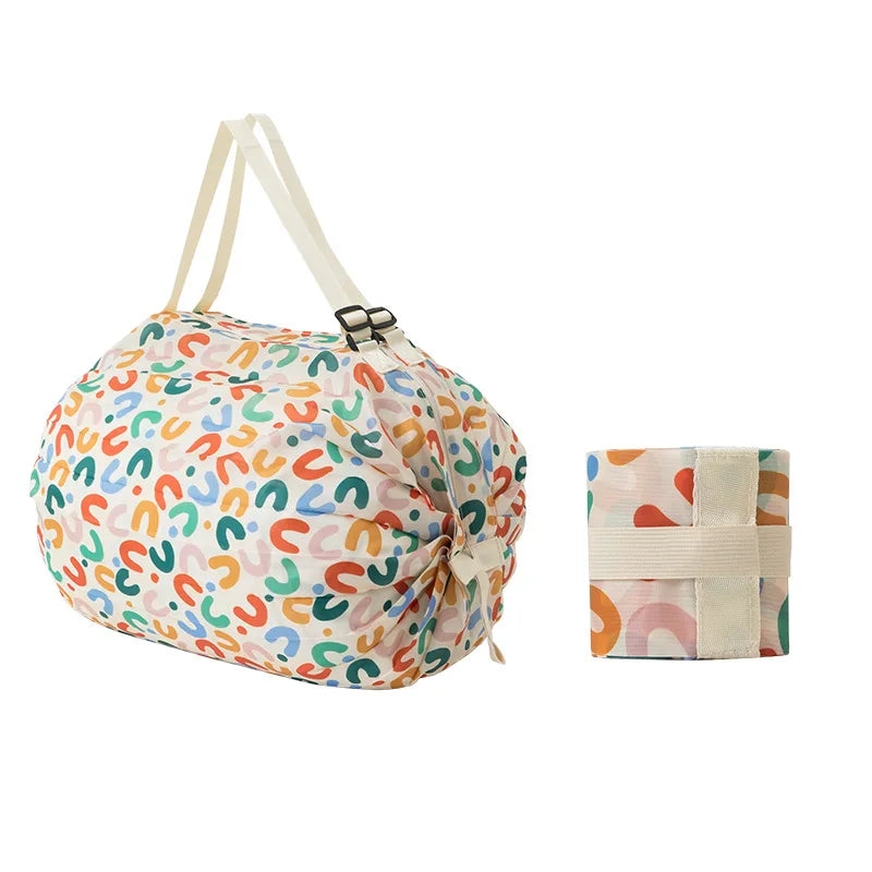 1PC Reusable Foldable Shopping Bag Eco-Friendly Waterproof Large Capacity Portable Storage Bag for Sustainable Shopping