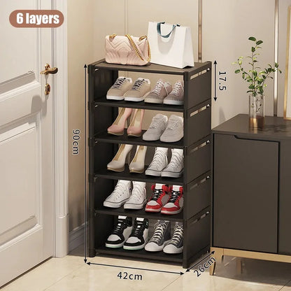 Stackable Shoe Rack Organizer Non-Woven Fabric Space Saving Entryway/Closet/Underbed Storage Home Organization Easy Assembly
