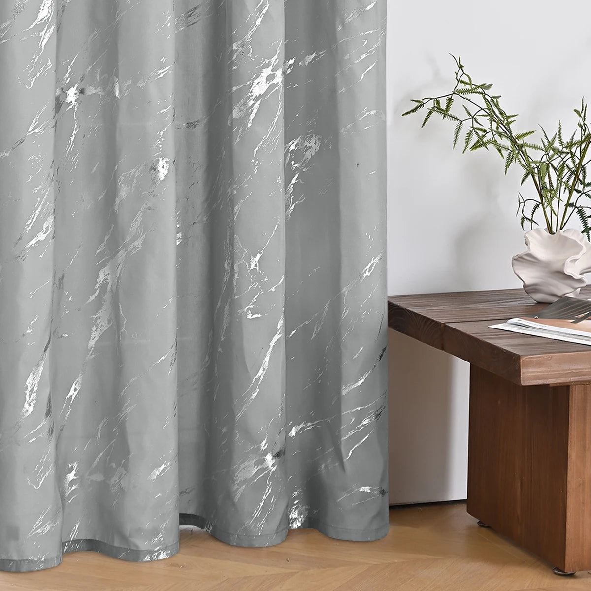 2pcs Luxury Marble Pattern Curtains with Rod Pocket, Blackout Curtains for Living Room, Bedroom, Home Decor, Window Curtains