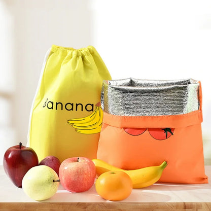 Fruit Vegetables Storage Bag Drawstring Bag for Refrigerator Freshness Travel Storage Insulated Aluminum Film Bags