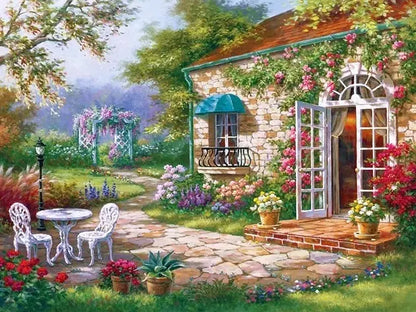 5D DIY Diamond Painting Landscape House Full Round Drill Embroidery Forest Scenery Cross Stitch Set Art Home Decor Gift