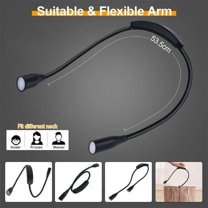 LED Reading Neck Light Book Lamp 360° Flexible Arm Reading Book Light Read Neck Lamp Study Reading Night Light