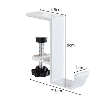Aluminum Alloy Headphone Hook Hanger Universal Gaming Headphone Stand Under Desk Non-Slip Adjustable Desk Headphone Hanger Hook