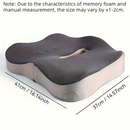 1pc Memory Foam Seat Cushion - 3D Ergonomic Support| Light Green & Grey, Washable Polyester, Car/Office Essentials Home Decor