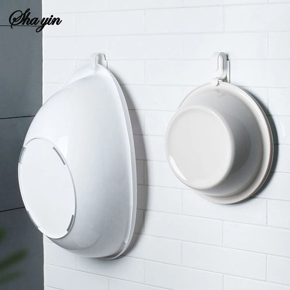 Double Layer Wall Hanging Washbasin Hook Punch Free Adhesive Wash Basin Storage Rack Save Space Home Universal Storage Hook