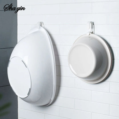 Double Layer Wall Hanging Washbasin Hook Punch Free Adhesive Wash Basin Storage Rack Save Space Home Universal Storage Hook