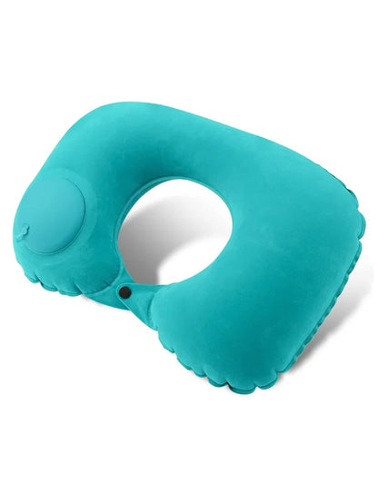 1pc U-Shaped Auto-Inflate Neck Pillow Home Office Car Use Travel Pillow Portable Comfortable Flocking Surface Pillow Gift
