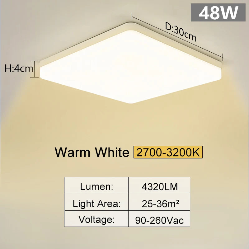 MARPOU Square Led ceiling lamp bedroom lighting Neutral white cold white warm white 48W 36W 24W 18W led ceiling light room
