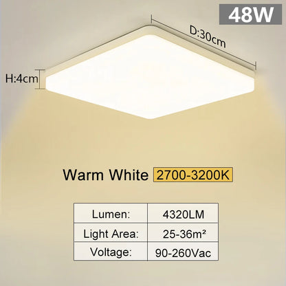 MARPOU Square Led ceiling lamp bedroom lighting Neutral white cold white warm white 48W 36W 24W 18W led ceiling light room