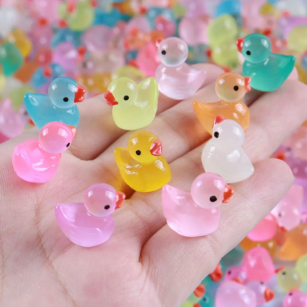 50 Glow-in-the-Dark Mini Ducks Luminous Moss Micro Landscape Fairy Garden Accessories Home Decoretion Night Glowing Figurines