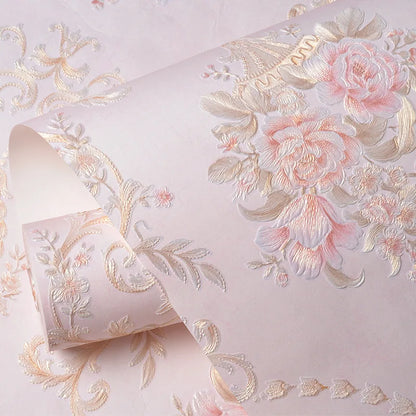 European wallpaper self-adhesive pastoral flower luxury wall stickers self-adhesive bedroom living room home background wall wal
