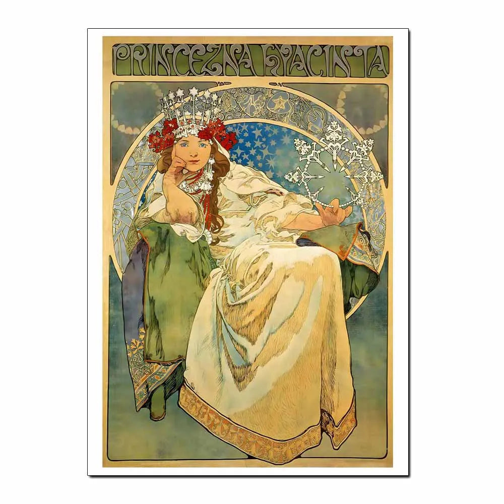 Art Nouveau Retro Poster Abstract Wallpaper Print Canvas Painting Wall Art Picture for Living Room Home Decor Aesthetic Mural