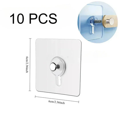 50/10pcs Self-adhesive Wall Hooks for Photo Frame Clock Strong Adhesive Transparent Nails Wall Hook Hangers Hanging Nail Holders