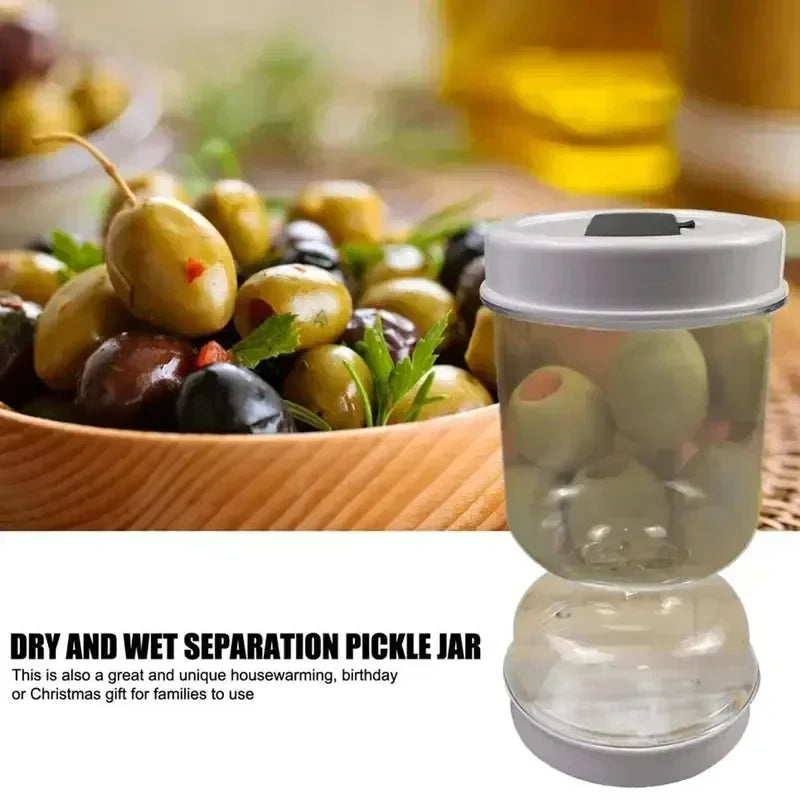 Dry-wet Separation Pickle Vegetable Jar Hourglass Type Pickled Juice-Separation Food Filter Container Ideal for Storing Pickles