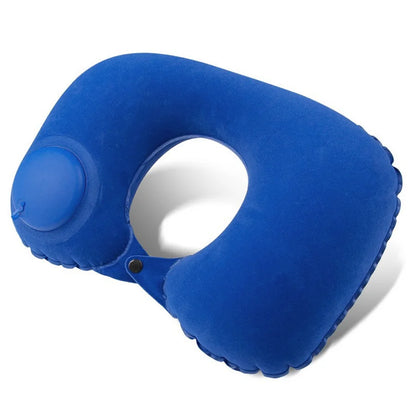 1pc U-Shaped Auto-Inflate Neck Pillow Home Office Car Use Travel Pillow Portable Comfortable Flocking Surface Pillow Gift