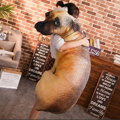 3D Lifelike Animal Cute Bend Dog Printed Throw Pillow Funny Dog Head Cosplay Children Favorite Toy Cushion for Home