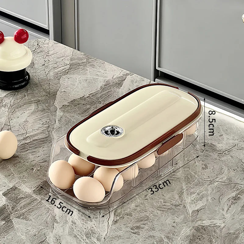 1PCS Home Refrigerator Egg Storage Box Automatic Rolling Eggs Holder Rack Egg Roller Organizer Kitchen Countertop Egg Shelf