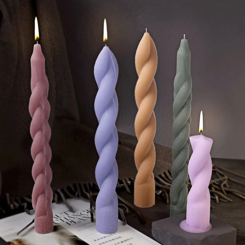 Geometric Spiral Candle Silicone Mold DIY Twisted Rod Wax Rod Silicone Mold Home Decor Tools Geometric Candle Making Supplies