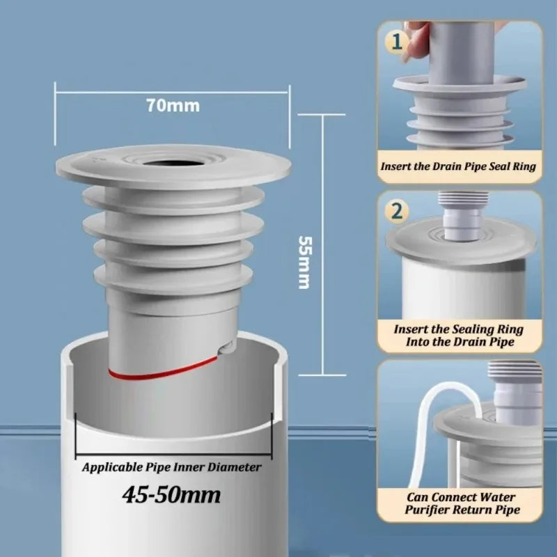 Bathroom Sewer Seal Ring Anti-odor Leak-Proof Kitchen Sink Sewer Pipe Plug Washing Machine Floor Drain Connector Stopper