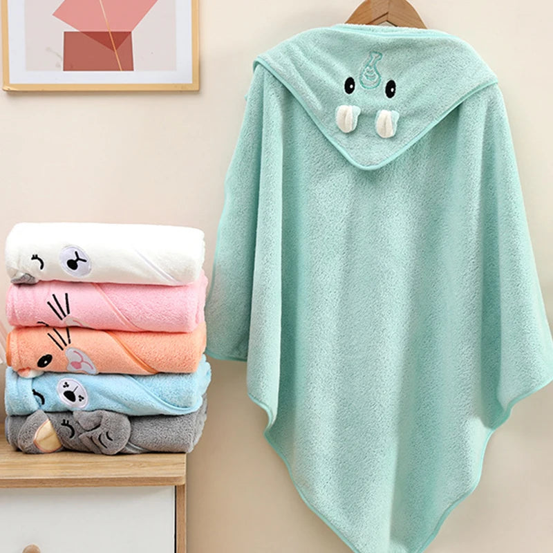 Toddler Baby Hooded Towels Super Soft Newborn Kids Bathrobe Warm Sleeping Swaddle Wrap for Boys Girls Coral Velvet Wrap Blanket
