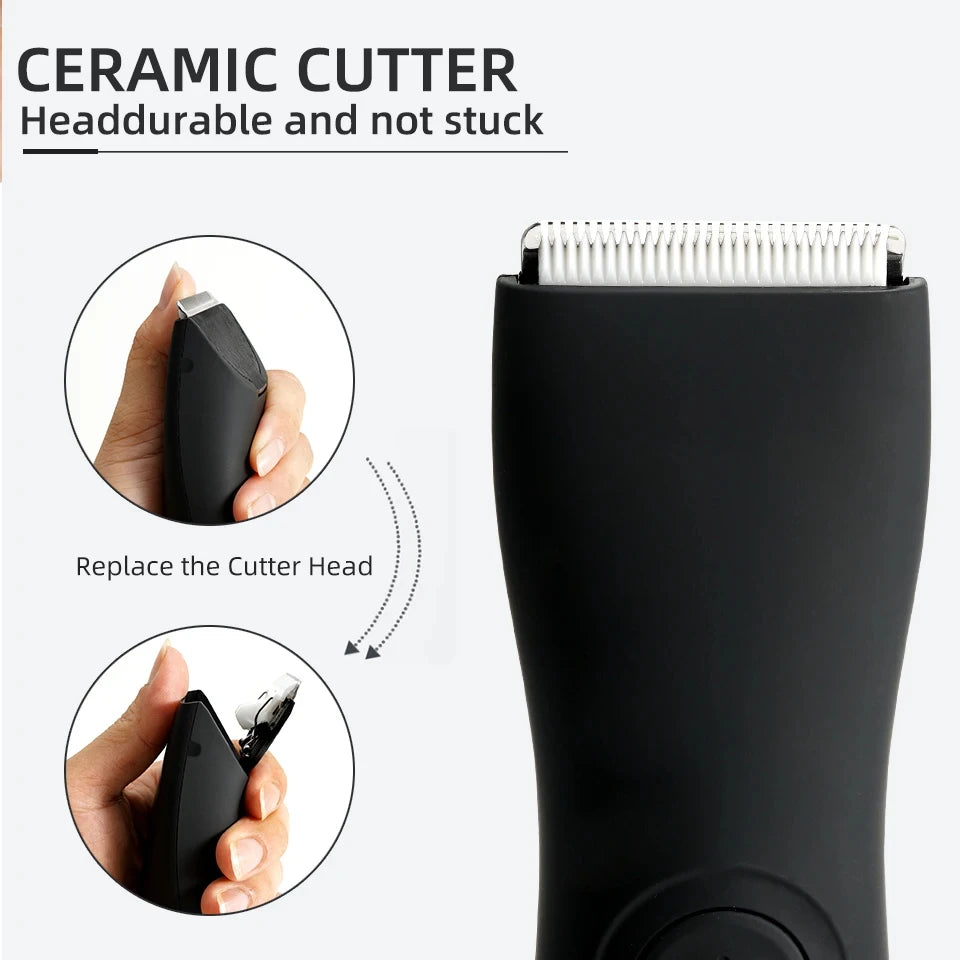 HOMEFISH Mens Body Hair Trimmer for Men Balls Women Lady Shaver Hair Removal Bikini Trimmer Groin & Body Shaver