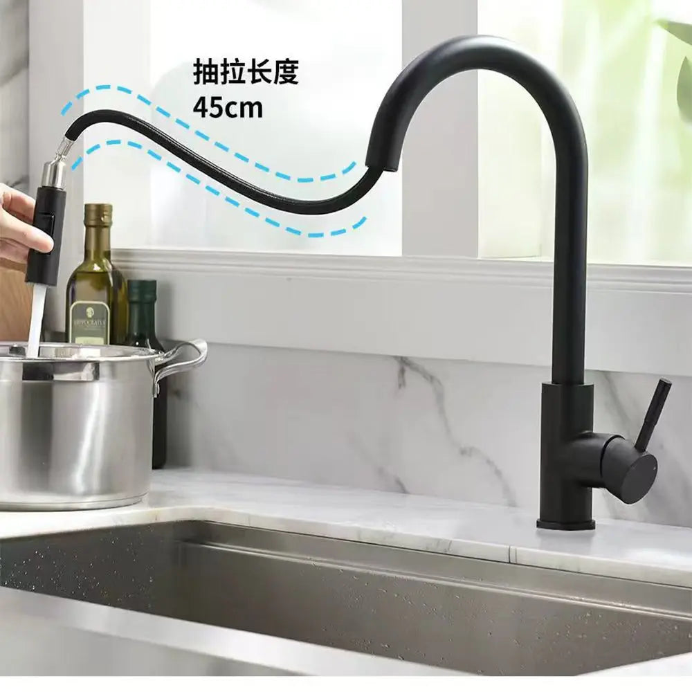Stainless Steel  Kitchen Faucet Pull Out Brushed Nickle Black Kitchen Mixed Tap Kitchen Sink Tap
