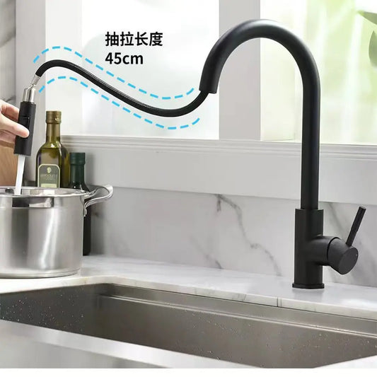 Stainless Steel  Kitchen Faucet Pull Out Brushed Nickle Black Kitchen Mixed Tap Kitchen Sink Tap