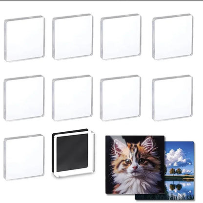 5/10pcs DIY Refrigerator Magnet High Transparent Acrylic Square Round with Magnetic Sheet Material Package Home Decor