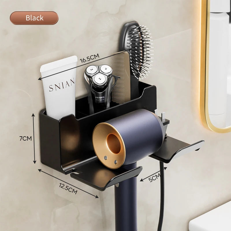 Hair Dryer Holder Wall Mounted Wall Dryer Cradle white black greyHairdryer Blow Dryer Organizer for Bathroom Bathroom Shelves