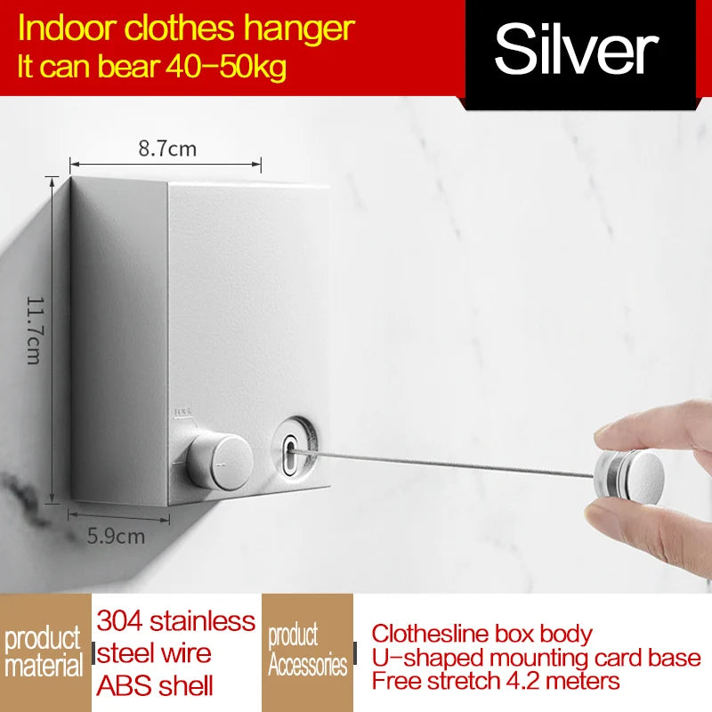 Stainless Seel Retractable Clothesline Pull-Out Clothes-Drying Machine Rope Space-Saving Clothes Drying Rack For Household