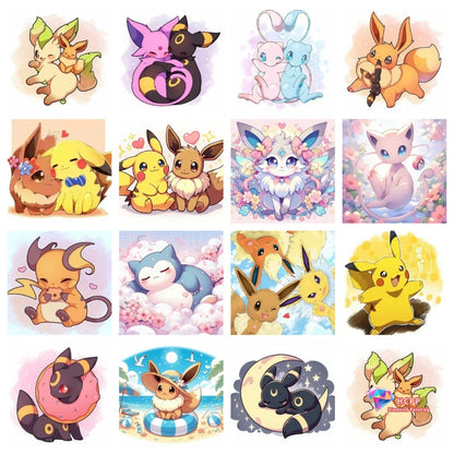Eevee Pokemon Cute Anime Cartoon Square Round Diamond Painting Kits Cross Stitch Mosaic Embroidery Home Decor 5D DIY Art Gift