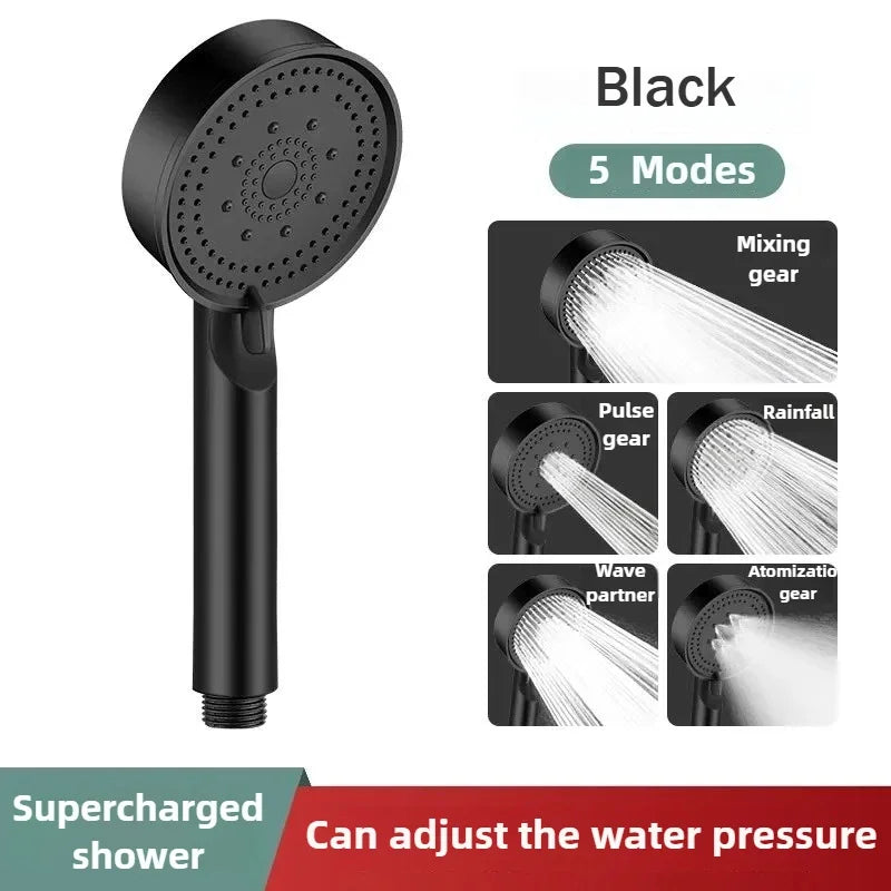5 Modes Pressure Boost Shower Head Multifunction Adjustable Large Water Shower Nozzle Massage Bathroom Accessory Rain Shower