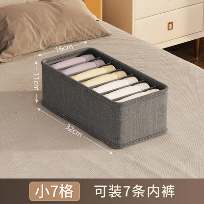 6-20 cell Underwear Storage Box Dark Grey Socks Bra organizer Drawer Division Multifunctional Household Wardrobe Classification