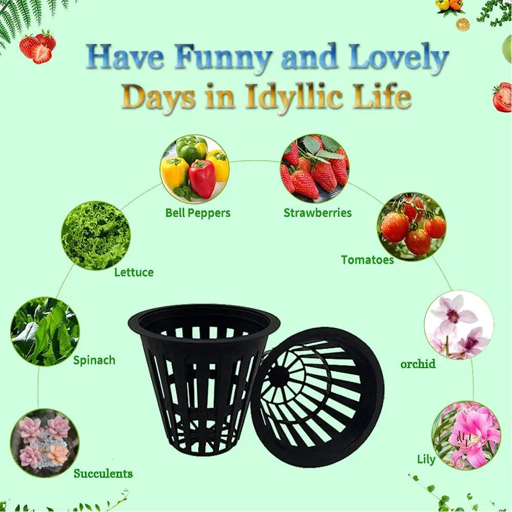 50/100Pcs 2 Inch Heavy Duty Net Pots Hydroponic Cups Garden Slotted Mesh Net Cups Plant Nursery Net Pots for Hydroponics