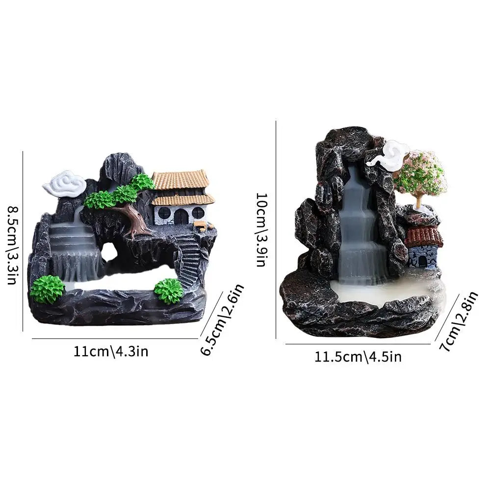 Backflow Incense Holder Waterfall Incense Burner Home Decor Aromatherapy Ornament Incense Cones with Backflow Incense Cones