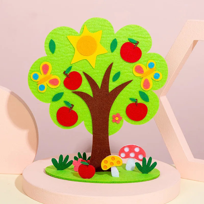 DIY Handmade Four Seasons Tree Crafts Toys Non-woven Material Paste Game Kindergarten Teaching Aids Home Decor Kids Puzzle Toys