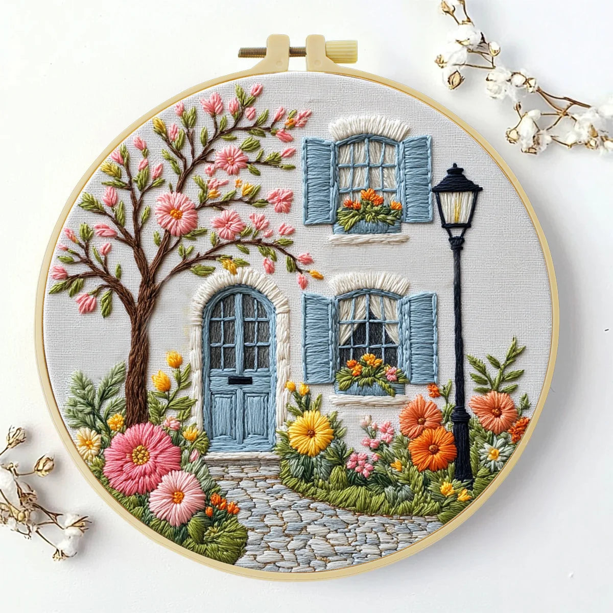 1pc 20X20CM/7.87inch The garden in front of the door Embroidery Starter Kit DIY kit Home Decor Craft Painting Sewing Art