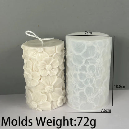 Flower Butterfly Columnar Silicone Candle Mold DIY Waves Soap Resin Plaster Making Tool Geometry Chocolate Mould Home Decor Gift